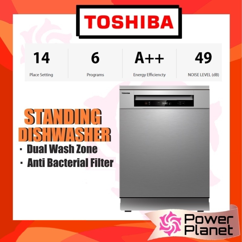 Toshiba Dishwasher DW14F1 Free Standing Dual Wash Zone (Silver) DW14F1