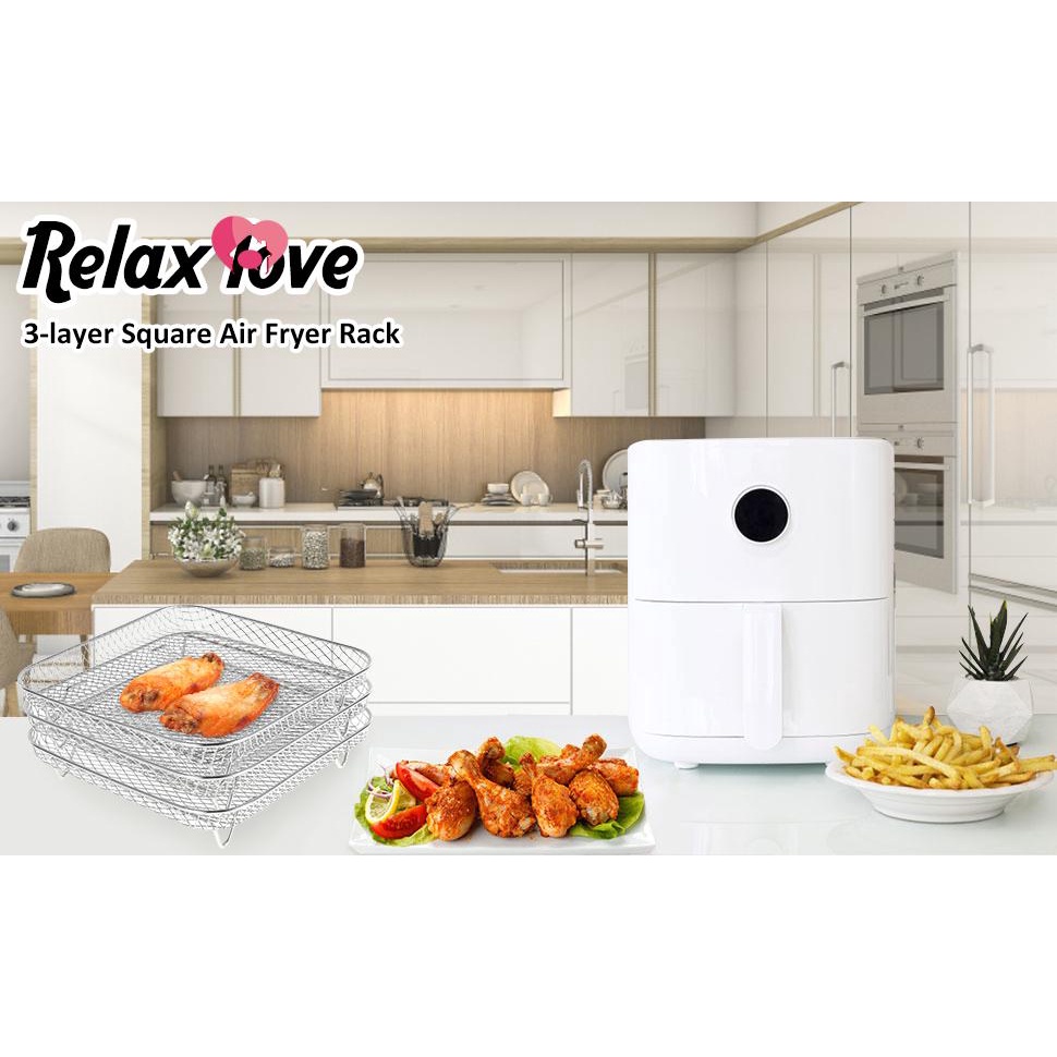 3 Pack Stackable Air Fryer Racks Rectangle Air Fryer Mesh Tray