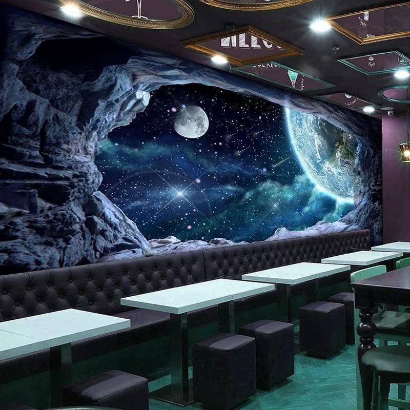 Custom Wallpaper Stickerscustom 3d Starry Sky Planets Photo Wall Paper Technology Esports Room 8073