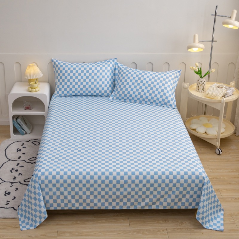 Checkerboard Printing Soft Flat Bedsheet Bed Linen Bedding Sheet Cadar ...