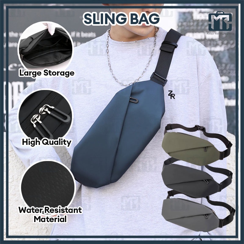 MR Sling Bag Men Waist Pouch Crossbody Bag PU Leather Large Capacity Shoulder Bag Men Water Resistant Waist Pack Shopee Malaysia