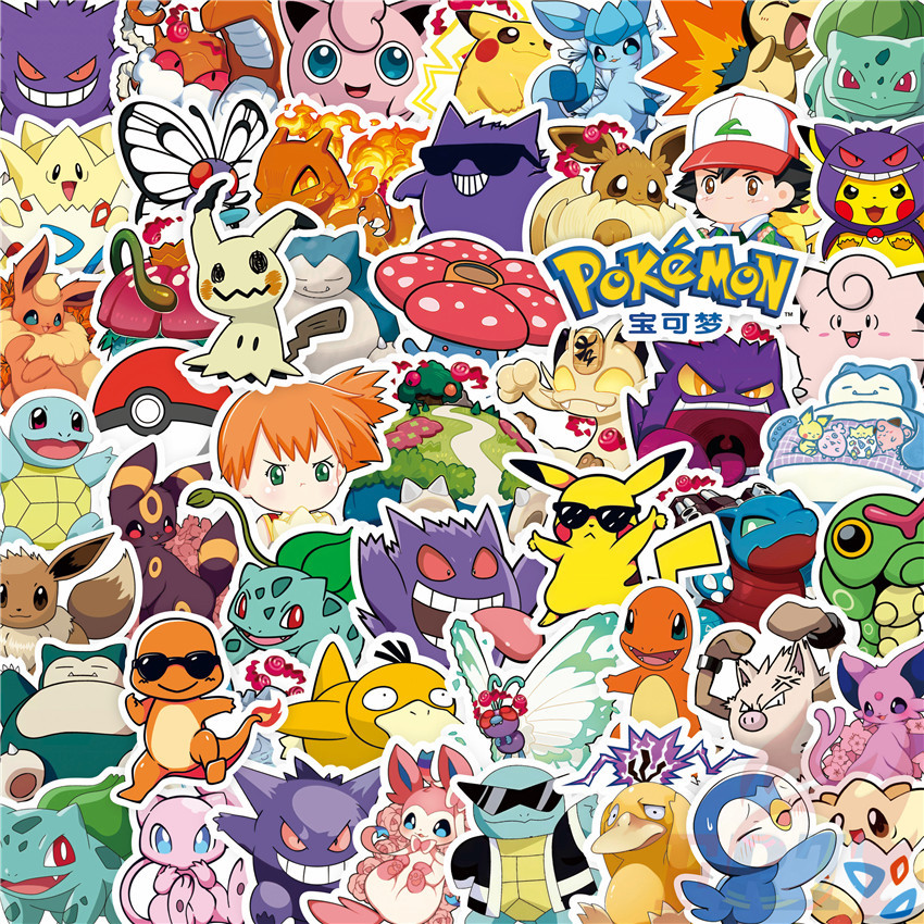 100Pcs/Set Q Baby Pokémon Stickers DIY Fashion Doodle Decals Stickers ...