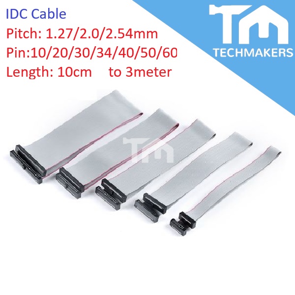 IDC Cable 10/20/30/40/50/64 Female-to-Female Wire Ribbon Cable 1.27mm/2.0mm/2.54mm Wire IDC10 IDC20 IDC40 IDC50 IDC64