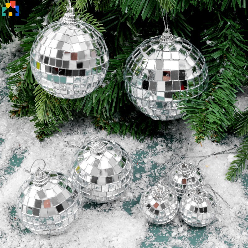 6/12Pcs 3/4/5/6/7/8cm Mirror Ball Christmas Tree Ornaments Bar Disco