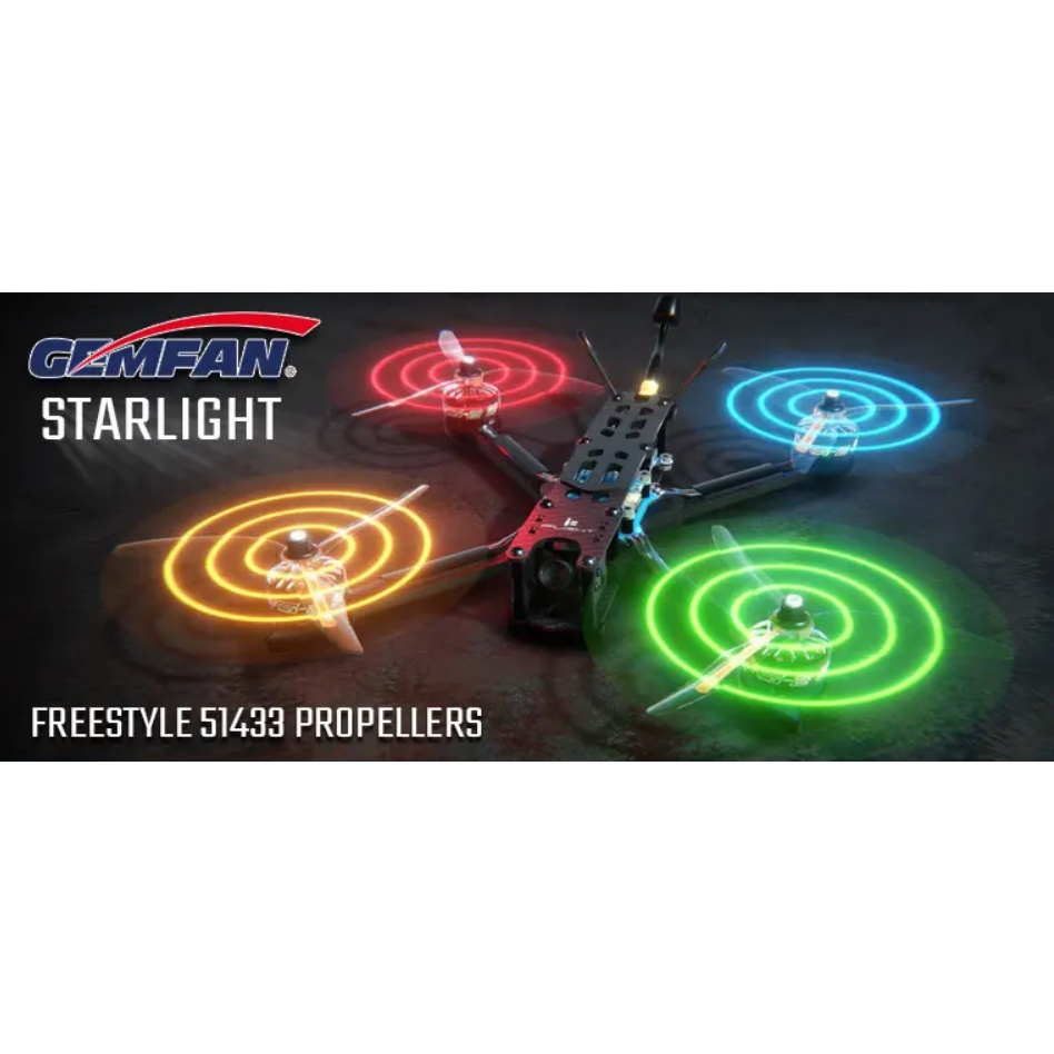 Gemfan Starlight 51433 3-Blade LED Propeller (Set of 4) for FPV drone ...