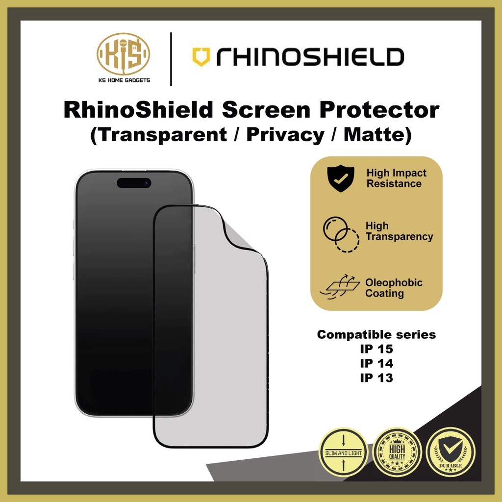 RhinoShield Screen Protector for iP 15 Pro Max 14 Pro 13 Pro Max 3D
