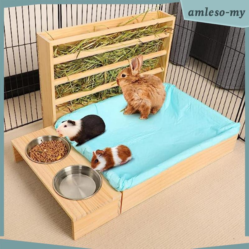 [AmlesoMY] Hay Holder Rack Litter Pan Small Animals Guinea Pig Hay