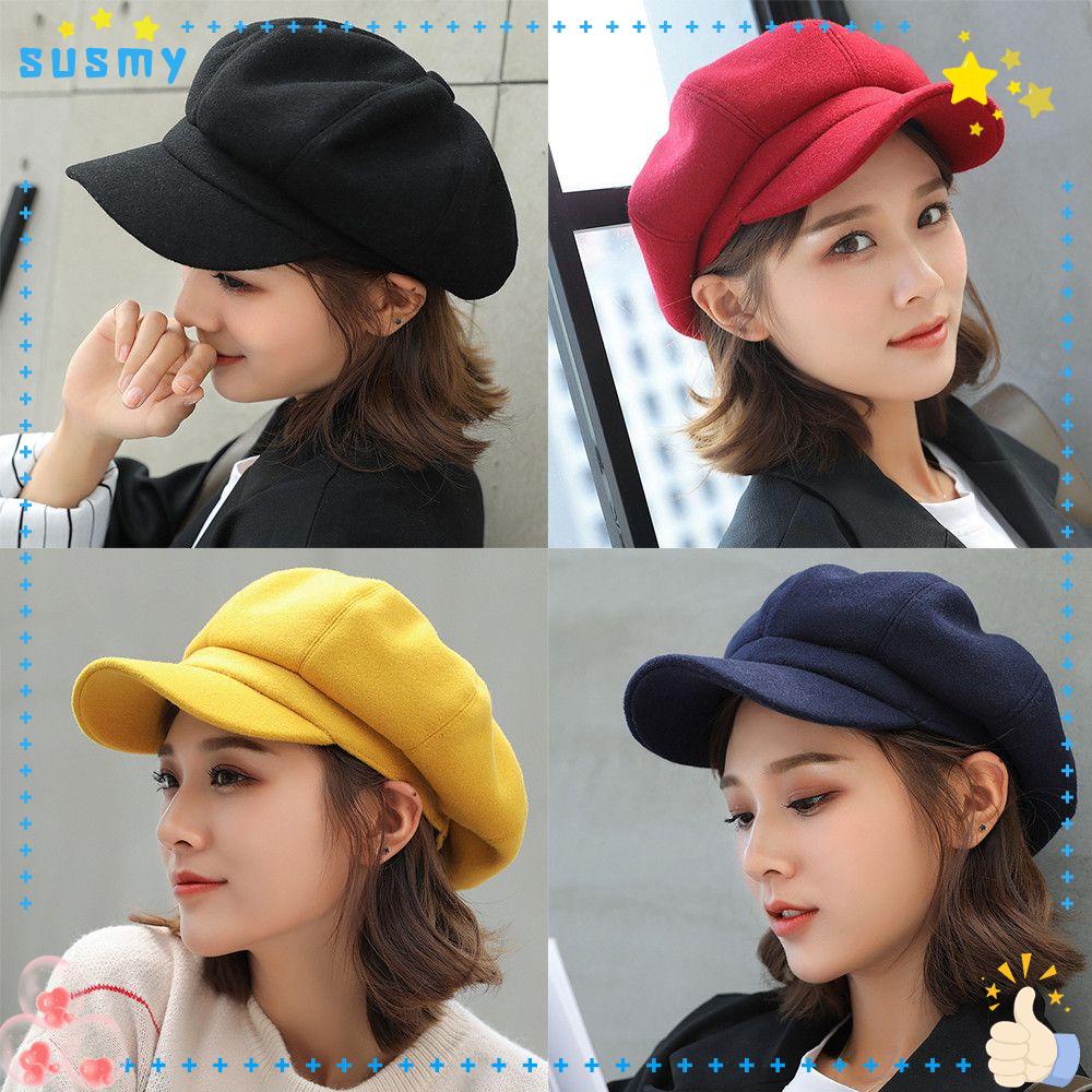 SUSMY Beret Hat Casual Autmn Winter Baker Boy Hats Warm Hats Fedora