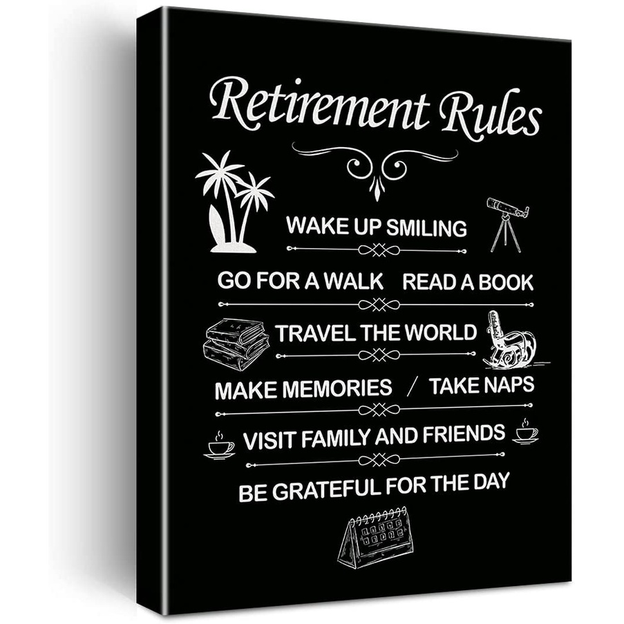 Funny Retirement Rules Sign Canvas Wall Art Metal Sign Home Decor