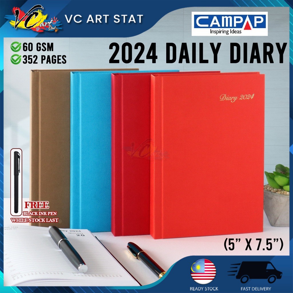 VC Art 2025 5x7 A5 Size Daily Desk Diary Planner Hardcover Simple