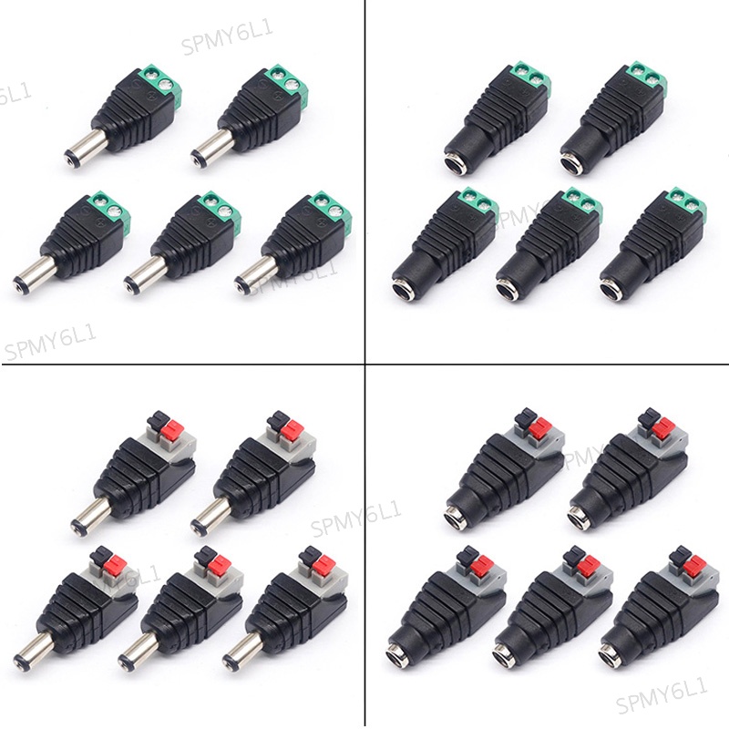 5pcs DC male female power connector 5.5*2.1mm plug positive negative to ...