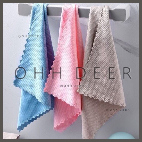OHHDEER 25cm Fish scale rag Wipe Glass Rags Kitchen Cleaning Towel ...