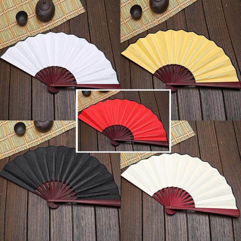 中国风空白扇子宣纸扇面折扇diy男女国画写字纸扇绘画书法扇绢布Chinese style blank fan rice paper ...