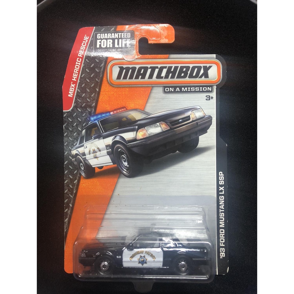 1:64 Scale Police Car Matchbox 1993 Ford Mustang LX SSP Police Car