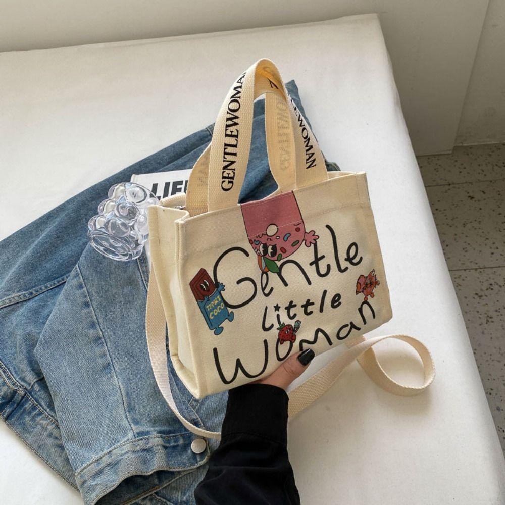 ANEMONE Letter Tote Bag, Printing Small Gentlewoman Canvas Bag ...