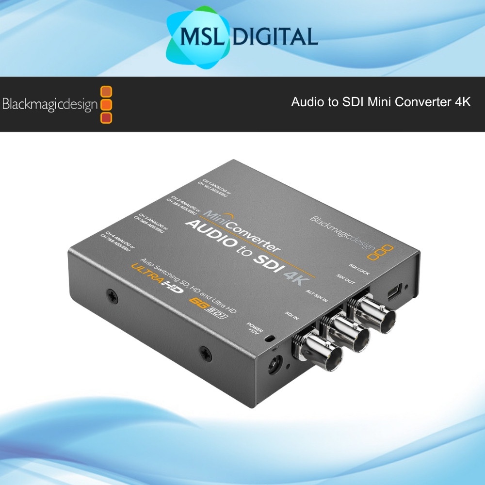 Blackmagic Design Mini Converter Audio to SDI 4K Supports SD, HD, UHD