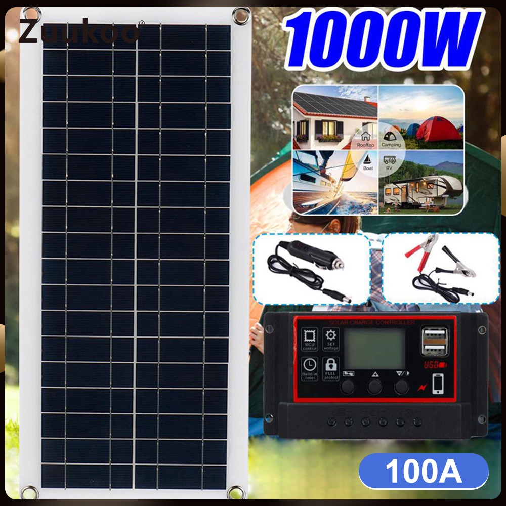 1000 Watts Solar Panel Kit 100A 12V Battery Charger with Controller ...