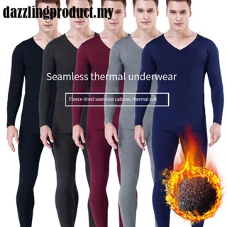Men Thermal Underwear Winter Warm Under Clothes Fleece Lined Warm Top and  Bottom Sleepwear 2pcs Set