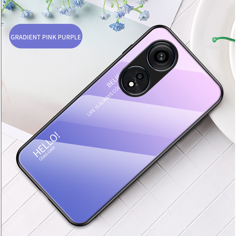 Casing For Oppo Reno8t Reno 8t 5g Cph2505 Case Gradient Tempered Glass Case Back Cover Shopee 0222