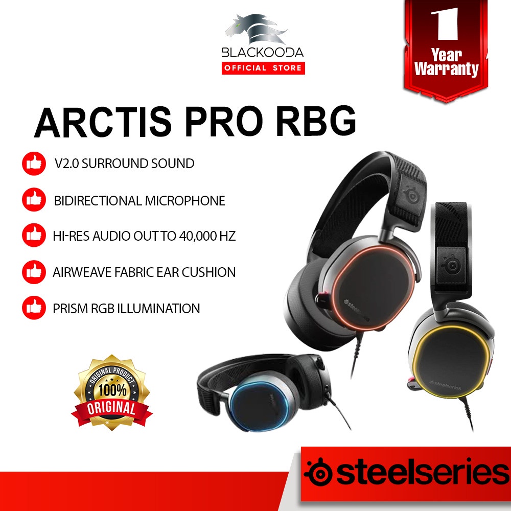 SteelSeries Arctis Pro High Fidelity Gaming Headset - Hi-Res Speaker  Drivers - DTS Headphone: X v2.0 Surround for PC, Black