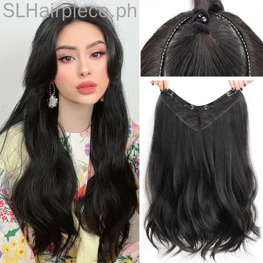 Long V shaped Micro curly Hair Extension Synthetic Wig One piece Hair Extension Fluffy Top Increase Hair Volume Shopee Malaysia