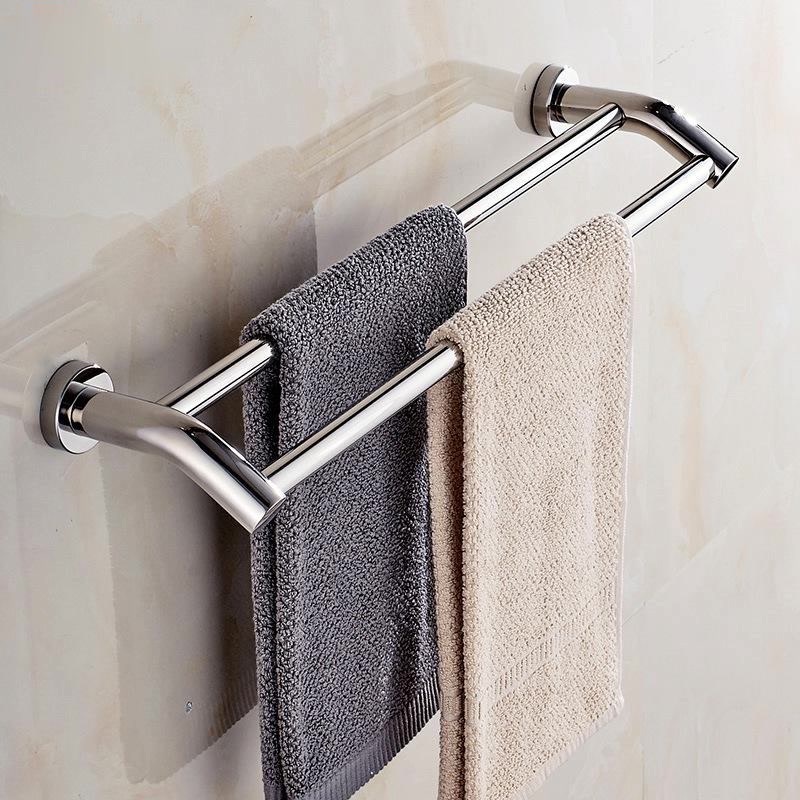 50cm Long Stainless Steel Bath Double Bar Towel Rack Brushed for