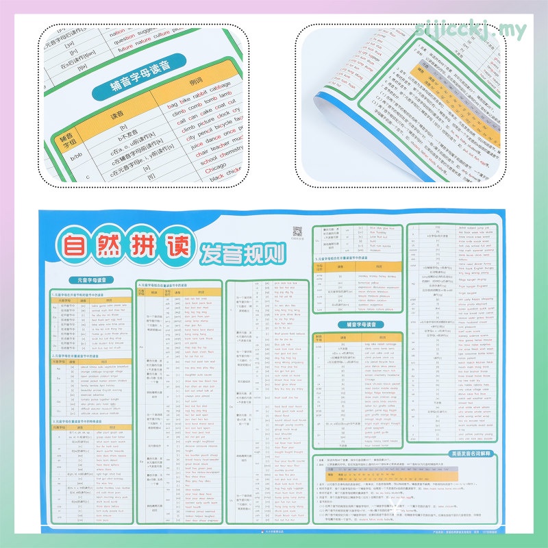 Pronunciation Teaching Aid Phonics Reading Charts English Learning