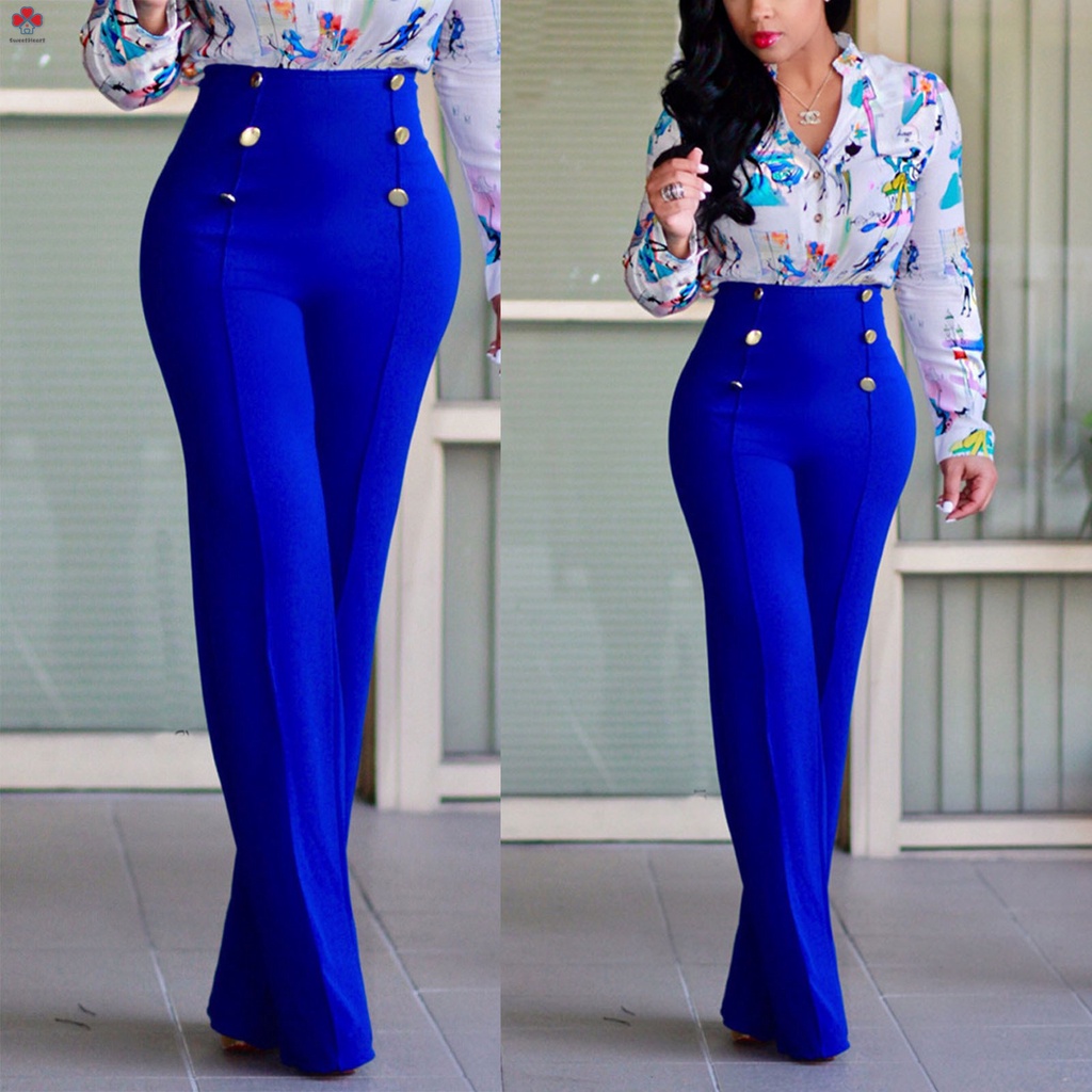 Women s Bell Bottom Long Pants High Waisted Pull On Dress Pants Casual Work Pants Shopee Malaysia