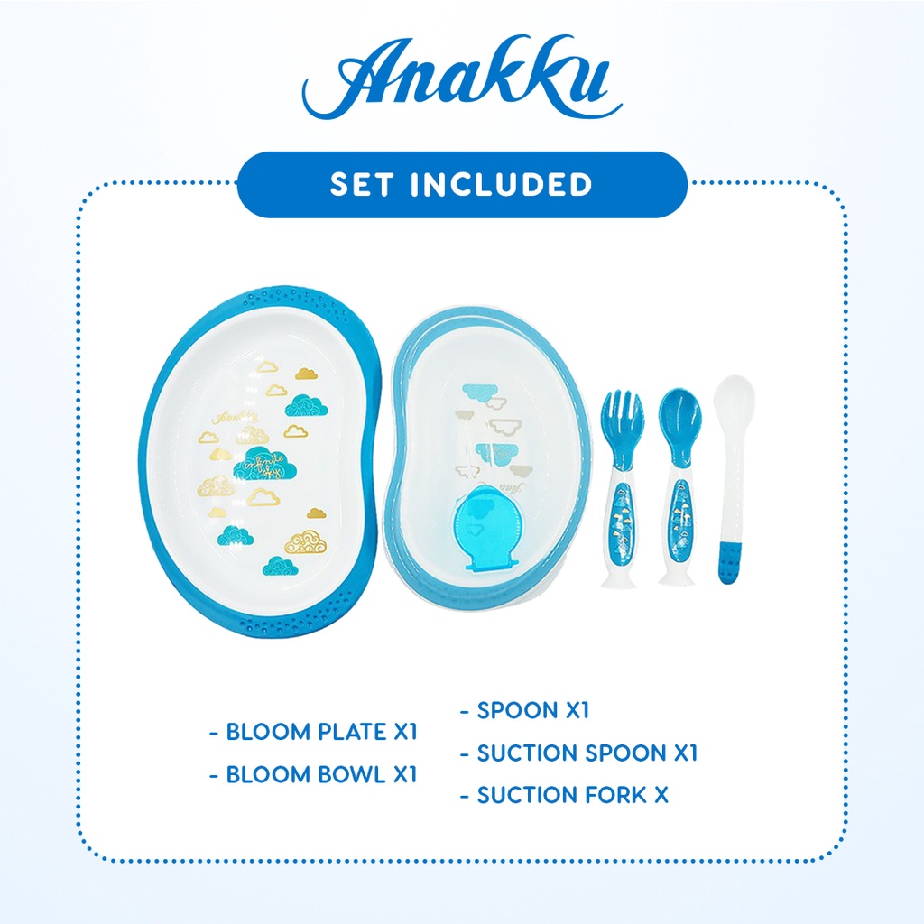 (Local Delivery) Set 5pcs Baby Cultery Set ANAKKU Feeding Gift (Bowl with Fork & Spoon) Shopee