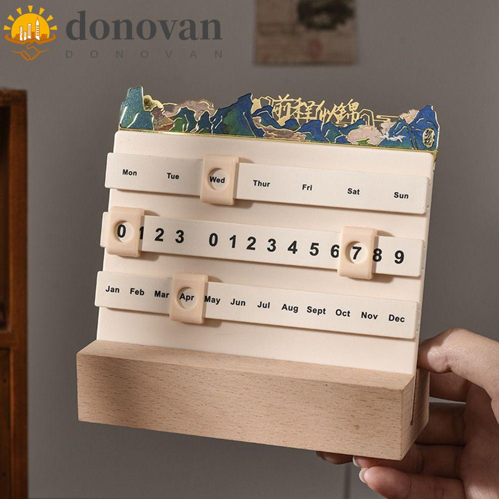 DONOVAN Wooden Slider Calendar with Ruler, Schedule Reminder Desktop