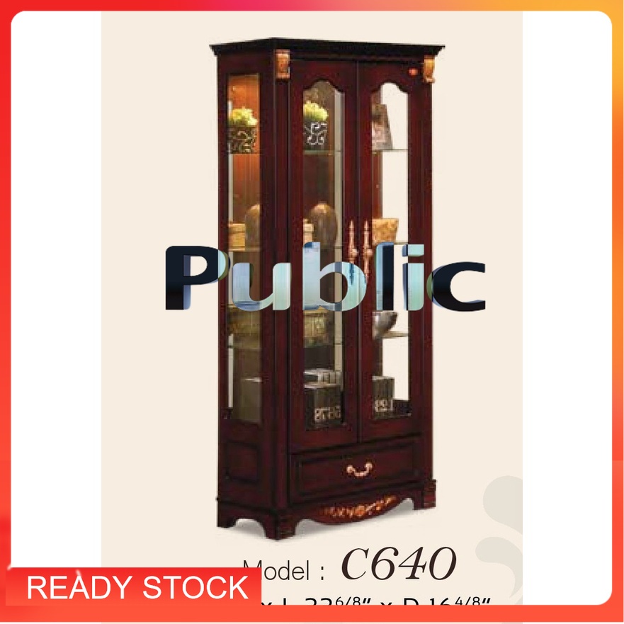 Harga Kilang Solid Wood Dark Brown High Class Display Cabinet 2 Doors 1 ...