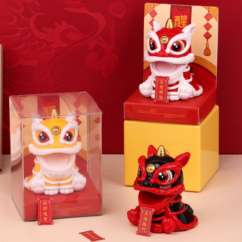 Chinese Lion Dance Doll Spring Festival Tabletop Figurine Ornament Car ...