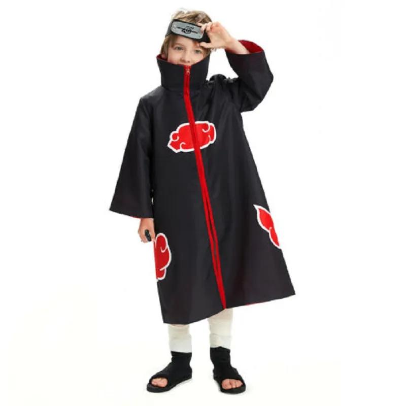 Anime Naruto Cosplay Akatsuki Cloak Hooded Halloween Costume Cape Sasuke Uchiha Namikaze Minato