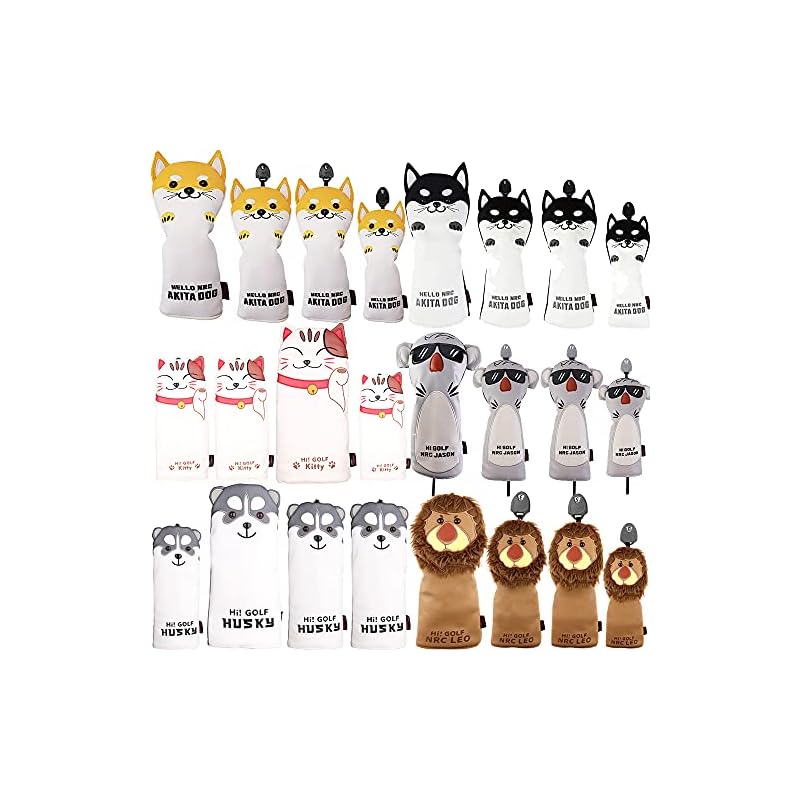 Golf head cover 1 piece for driver / 2 pieces for wood FW / 1 piece for