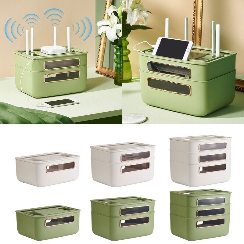 Wireless Router Storage Box Wifi Router Shelf Storage Boxes Green PVC