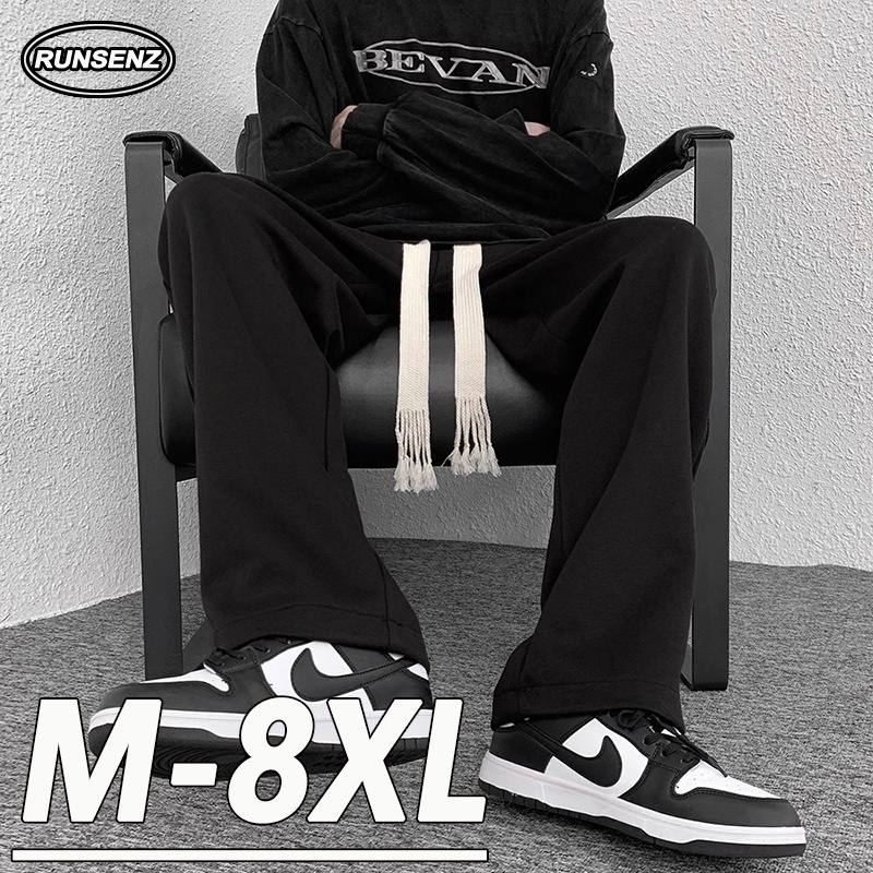 M-8XL Fat Man Black Long Pants Men Plus Size Drape Straight Leg Pants ...