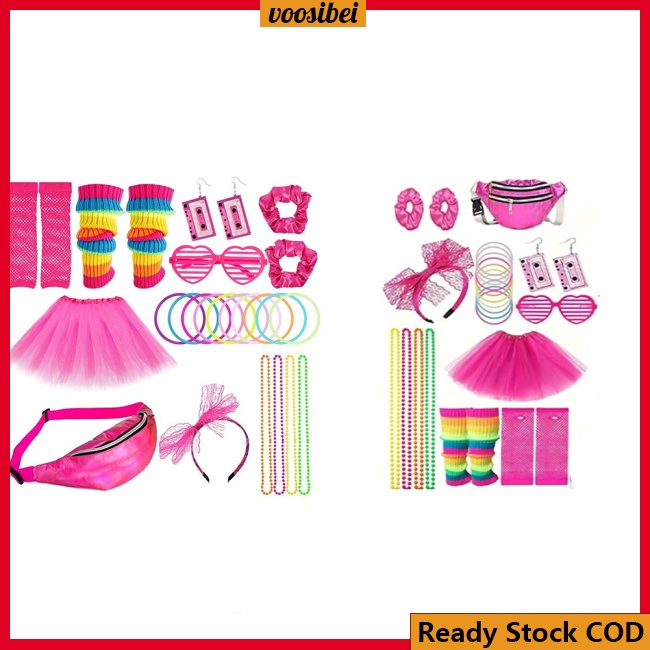 BJ 80s Fancy Party Costume, 80s Costume Outfits Accessories Set