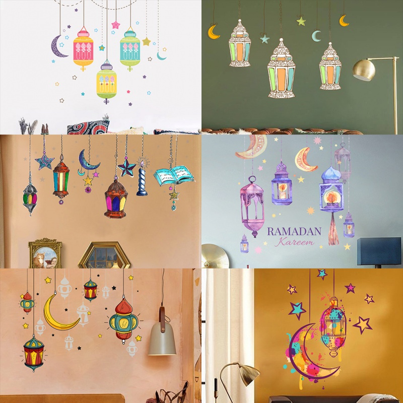 Raya Colorful Lantern Moon Pvc Stickers Flat Strong Stickers Star Moon ...