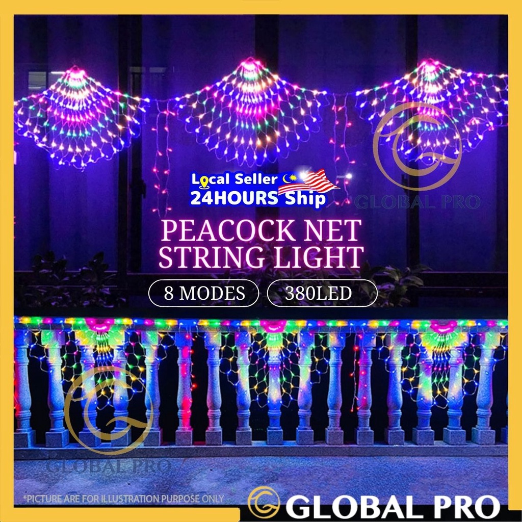 3M 380LED Peacock Mesh Net String Light Deepavali Light Diwali Light