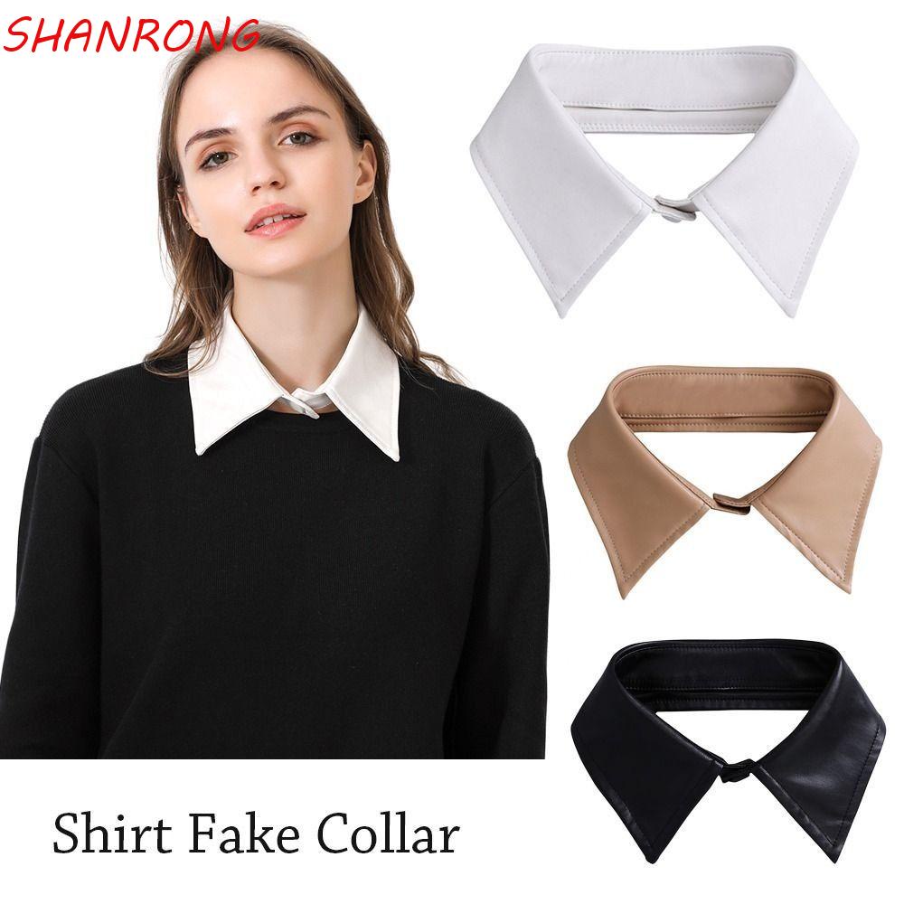 SHANRONG PU Leather Fake Collar, Decoration Shirt Collar Korean Style ...