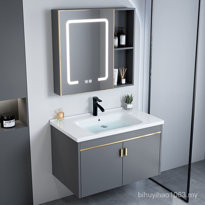 Space Aluminum Bathroom Cabinet Combination Toilet Ceramic Washbasin ...