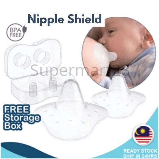 2pcs Natural Fit Silicone Nipple Shield Breastfeeding Nipple Protector Free Storage Box 4545