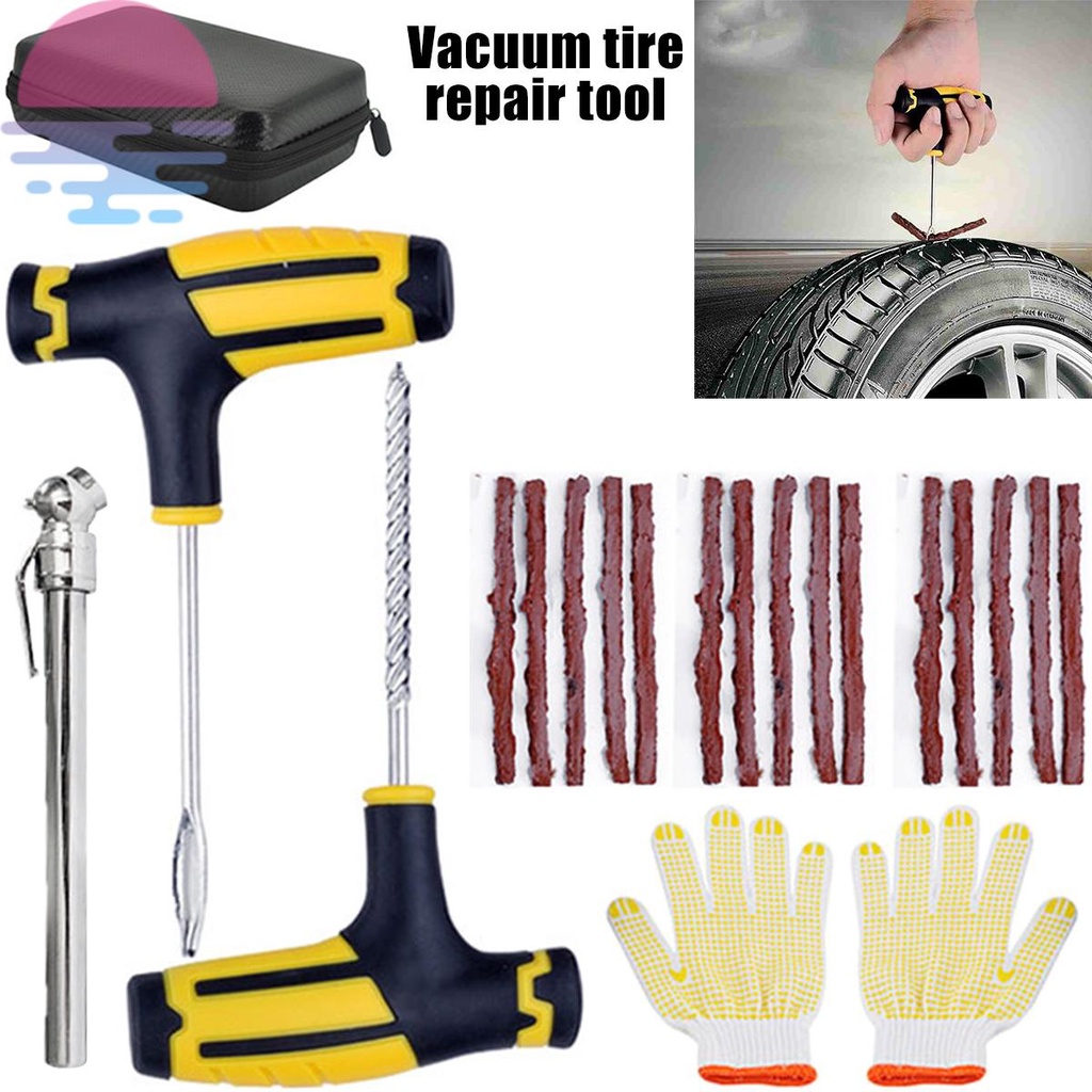 Tubeless Tyre Puncture Repair Kit Tool Auto Tire Plug Kit with 15