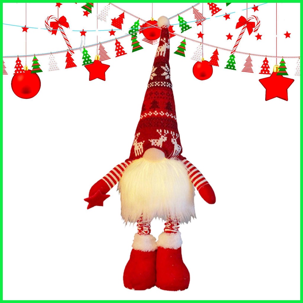 Gnome Christmas Tree Topper Luminous LED Plush Dwarf Figurines Plushie ...