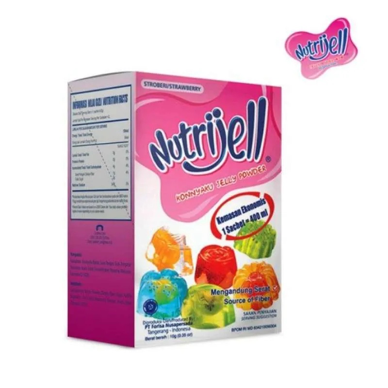Nutrijell jelly powder agar agar 1box 12 sachets ( Strawberry