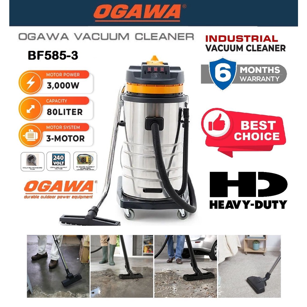 Ogawa 3000w 80-liter Industrial Wet & Dry Vacuum Cleaner 