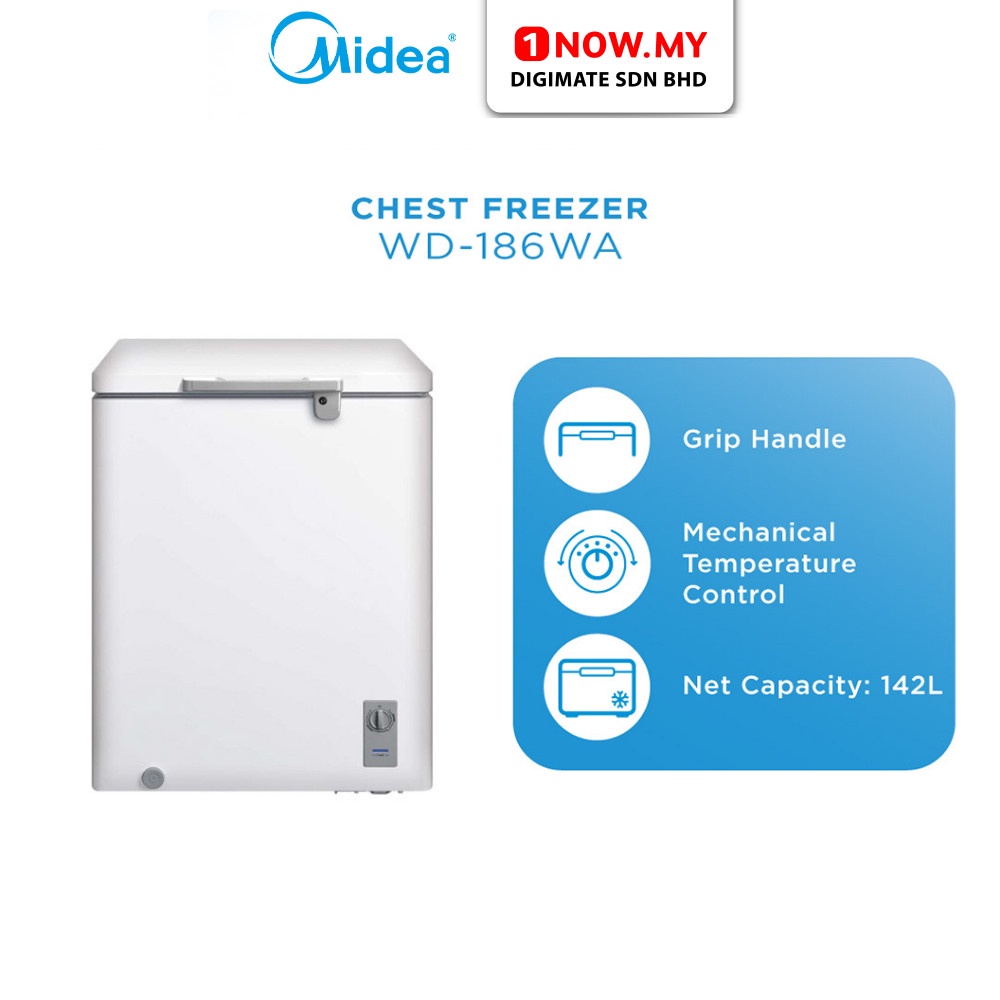 MIDEA 186L Chest Freezer WD186WA Ice Food Cold Freezing Big Storage