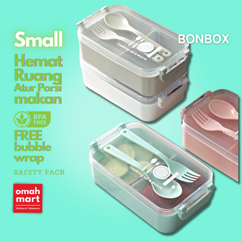 Bonbox Lunch Box Small Mini Anti-Spill Lunch Box 2 Dividers BPA Free