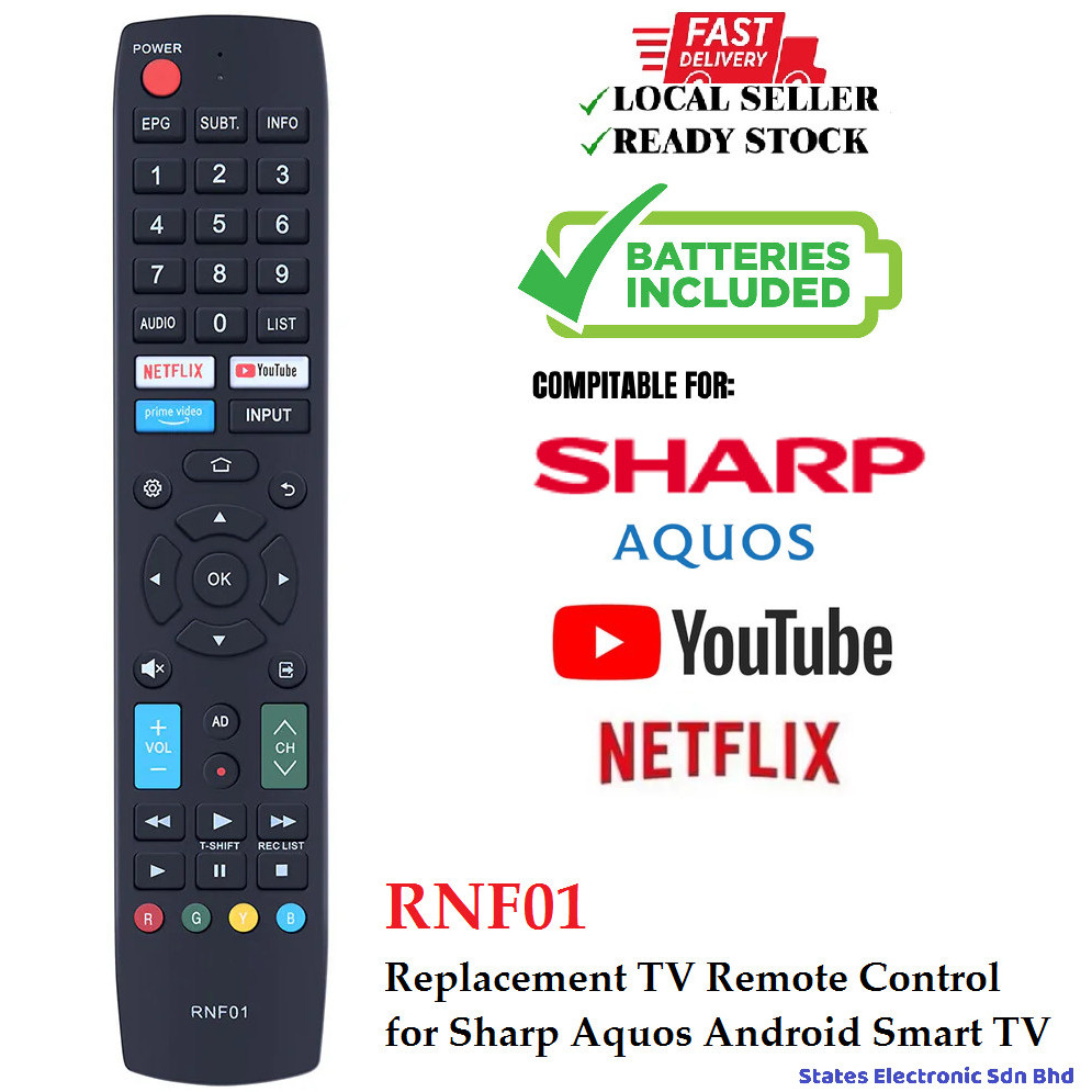 RNF01 Replacement TV Remote Control for Sharp Aquos Android Smart TV ...