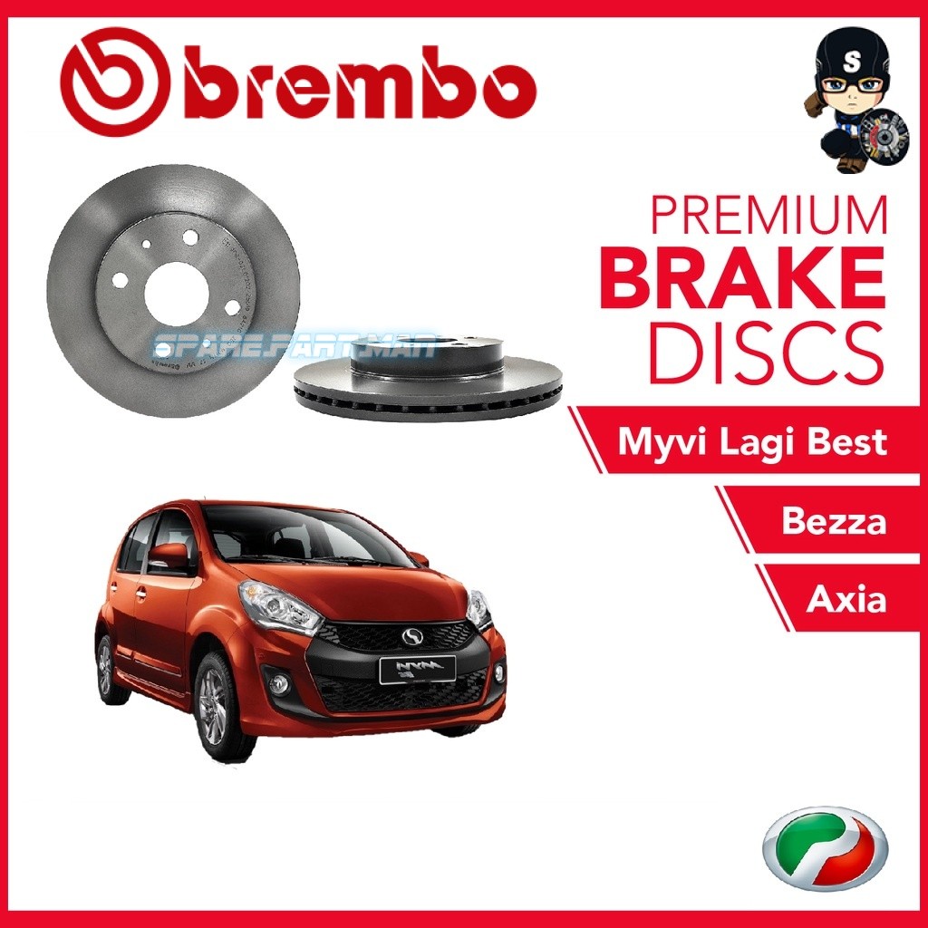 BREMBO Front Disc Rotor (2pcs) - Perodua Myvi Lagi Best, Axia, Bezza ...